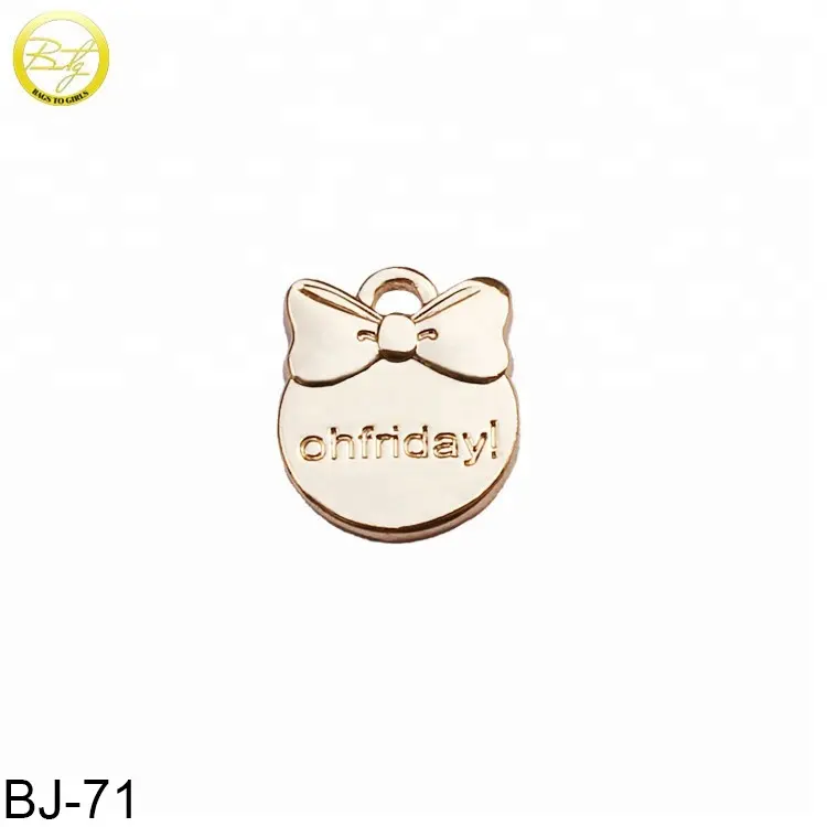 Custom cute zinc alloy jewelry charms gold plated logo metal accessory tags for bags/bracelet