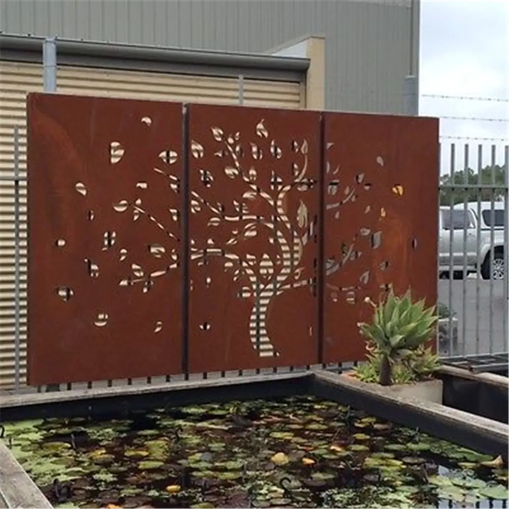 high quality corten steel screens steel decorative flower curtain wall art screen