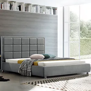 现代特大皮革真皮实木框架卧室家具双人床