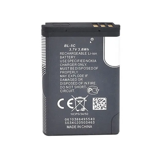 Bateria padrão recarregável 3.7v da fábrica da china para nokia BL-5C 1100 6600 6620