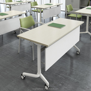 Greatway Folding Desk <strong>with</strong> <strong>Wheels</strong> Office Meeting Training Folding Study <strong>Table</strong> - Product Image 3