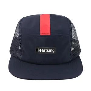 Topi Pinggiran Pendek Rata 5 Panel, Topi Kasual dengan Gesper Logam