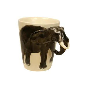 Gepersonaliseerde Handgeschilderde 3D Olifant Koffiekopje