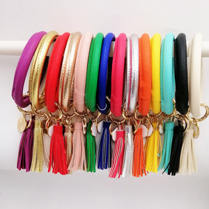 Hotsale Leopard Monogram PU Leather O Ring Bangle <strong>Wristlet</strong> <strong>Keychain</strong> - Product Image 3