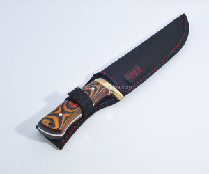 Cuchillo de supervivencia para exteriores, hoja fija, espiga completa, mango de madera pakka de latón, cuchillo de caza para acampar - Product Image 6