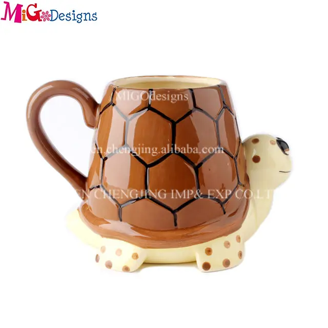 Tasse de café en céramique à deux tons, en forme de tortue, pour voyage, poterie