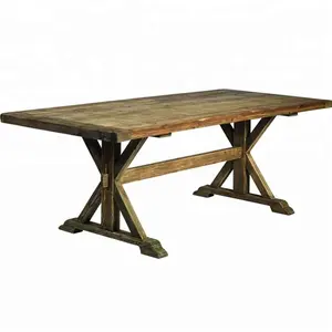 Outdoor Solid Wood Rustic Farm Table For Wedding Pine Wood Banquet Wedding Farm Dining Table