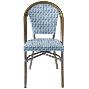 Modern Stackable Light Blue French Restaurant <strong>Wicker</strong> Aluminum Frame Dining Furniture <strong>Outdoor</strong> Garden Cafe Rattan Bistro <strong>Chairs</strong> - Product Image 2