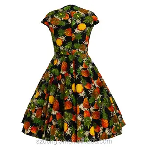 1950s Vintage Women Pineapple Summer Dress Plus Size