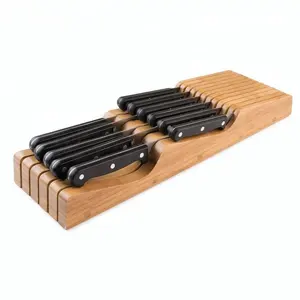 竹抽屉刀组织者木刀块最多可容纳 15 个刀