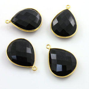 Connecteur de pierres précieuses en onyx noir avec or vermeil-Résultats et composants de bijoux en argent sterling 925 - Product Image 1