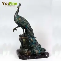 Lebensgroße antike Bronze Pfau Skulptur zum Verkauf
