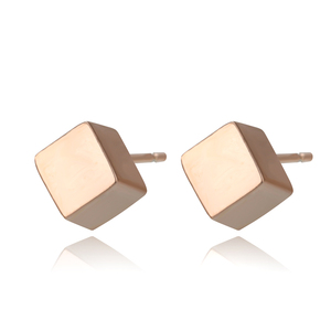 <strong>Top</strong> Quality Concise Cube Stud <strong>Earrings</strong> Rose Gold Color for Women Girl Party Birthday Fashion Jewelry Wholesale E536 - Product Image 1