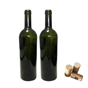 الجملة الأكثر شعبية منتظم حجم العتيقة الأخضر فارغة 750 مللي كوب نبيذ أحمر زجاجات