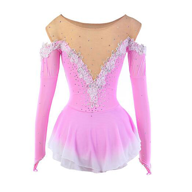 Pink Rhinestone Figure Skating Dress for Girls - Stretchy Ice Skating Apparel and Performance Wear Pink Rhinestone Figure Skating Dress for Girls - Stretchy Ice Skating Apparel and Performance Wear