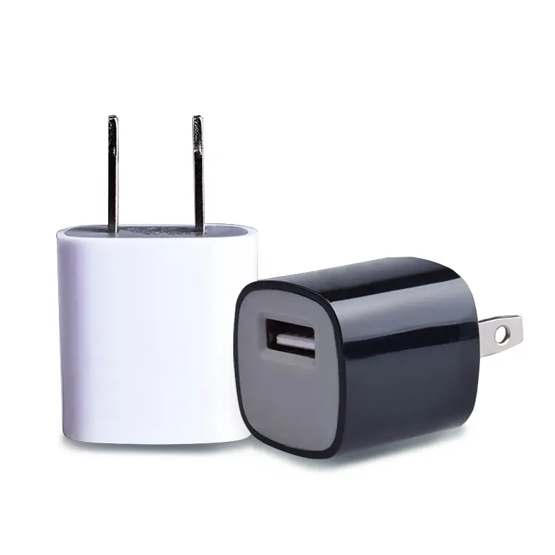 다채로운 단일 USB 벽 충전기 1A 충전 휴대 전화 충전기 블랙 충전 큐브 모바일 미니 팬