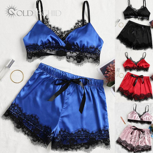 Lencería Sexy de Encaje Azul de Alta Calidad, Ecológica, para Mujer, Estilo Babydoll, con Medias Faldas - Product Image 1