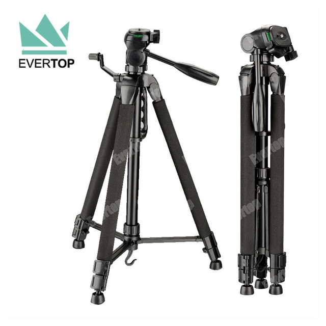 TS-LT206B Photo Black Professional Light Weight Camera Tripod, Lightweight Tripod for Camera w Foam Handle 3 Way Pan Tilt Head