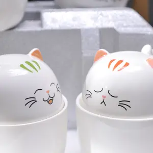 Cartone animato creativo tazza in ceramica tazza in porcellana simpatico gatto tazze 3D tazza da latte in vetro di grande capacità con coperchio