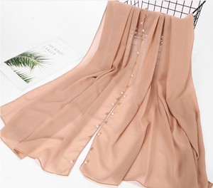 Sciarpa per la testa da <span class=keywords><strong>donna</strong></span> con perla in Chiffon di colore solido musulmana di Design più recente - Product Image 6