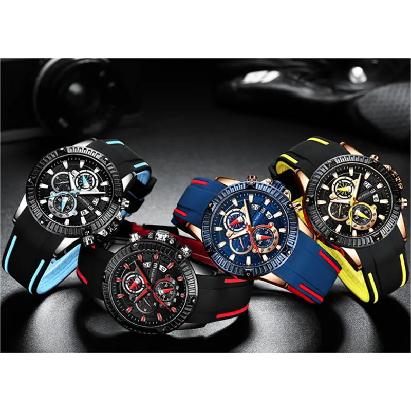 Mini Focus oem Customized Logo silicon band mens wrist watch with japan movement