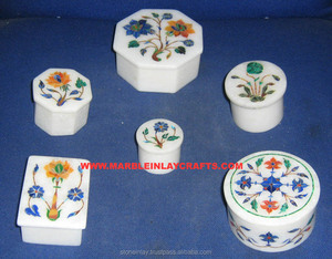 White Marble Inlay Jewelry <b>Box</b> - Product Image 1