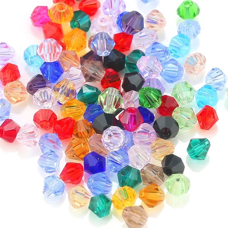 Crystal Handbag Beading Diy 4mm 6mm Mixed Color Lampwork Crystal Glass Bead Bicone Beads For Jewelry Making