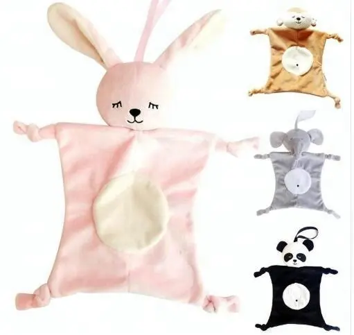 free sample stuffed plush elephant baby blanket/ cotton rabbit baby lovey blankets