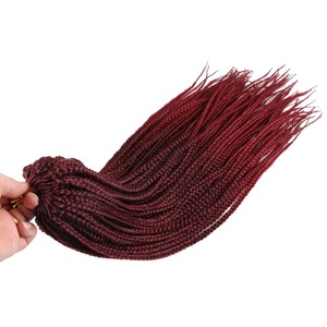 Rambut Sintetis Crochet Braids Warna Cokelat Pirang Pre <span class=keywords><strong>Loop</strong></span> Abu-abu 24 inci 22 helai/pak 3S Medium Box Braids Rambut Sintetis Non-remy Ombre - Product Image 2