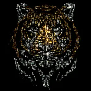 tiger hot fix stone motif for T Shirt