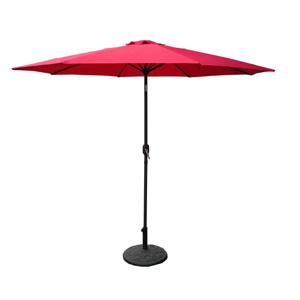 ร่มนอกชาน9FT พร้อมปุ่มกดเอียงพร้อมข้อเหวี่ยงร่มกันน้ำกันลมร่มกันแดดร่มชายหาดโพลีเอสเตอร์
