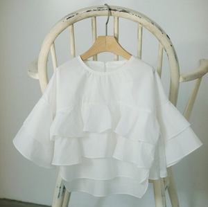 Bellissima <span class=keywords><strong>Maglietta</strong></span> a Maniche Lunghe per Bambine <span class=keywords><strong>con</strong></span> Balze in Pizzo Bianco - Product Image 5