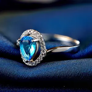 Bague de mariage momanite pour femmes, bijou rouge, bleu, nouveau Design, anneau de mariage,, DS0118