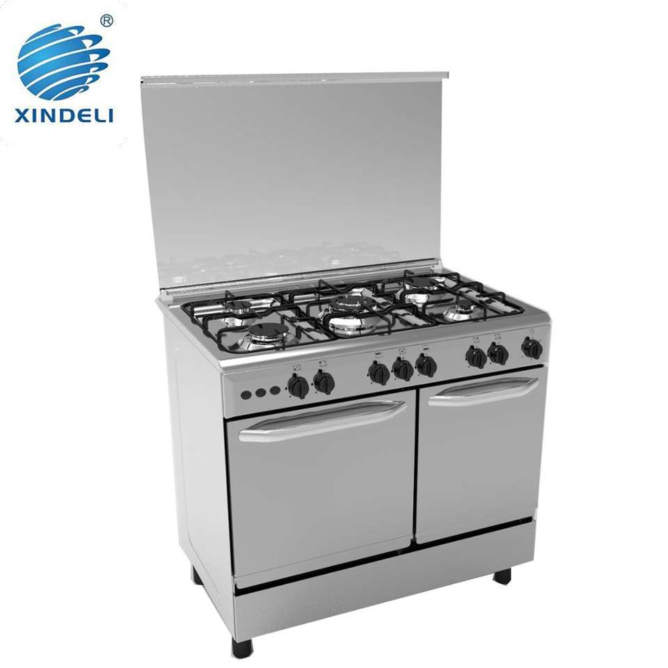 Stainless Steel 5 Burners Free Standing Gas Stove With Double Oven With stainless-steel-5-burners-free-standing-gas-stove-with-double-oven-with