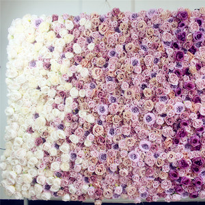 SPR <span class=keywords><strong>livraison</strong></span> <span class=keywords><strong>gratuite</strong></span> 24 pièces/ensemble blanc violet Ombre Occasion de mariage artificielle Rose fleur mur toile de fond ventes d'usine - Product Image 4