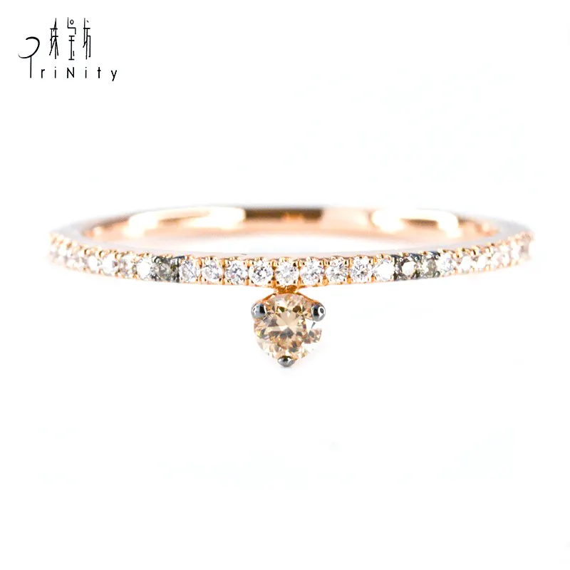 Vintage Diamanten Sieraden Bruin Diamanten Ring 14K Solid Gold Art Deco Petite Antieke Ring