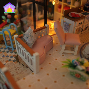 Hongda 13846 Palavras Doces diy doll house <span class=keywords><strong>kit</strong></span> madeira miniatura <span class=keywords><strong>dollhouse</strong></span> para meninas com luz