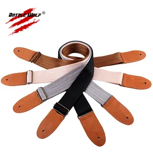 High Quality Wear Resisting Real Leather Ends Different Colors Blank Bass Electric Guitar Strap