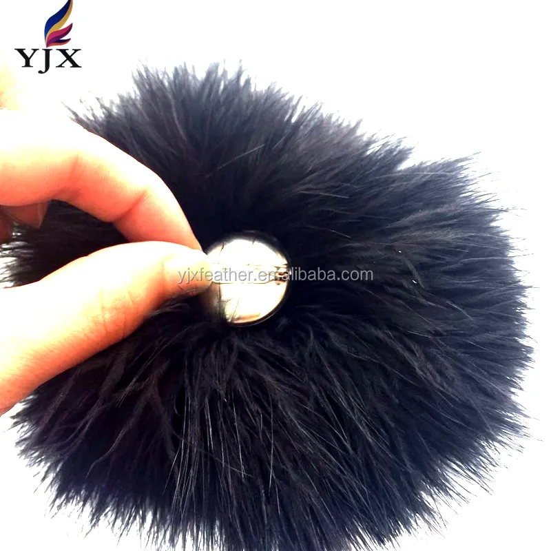 Wholesale large decorative black turkey feather Pompoms for ladies bag