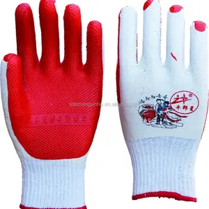 Gants en caoutchouc latex tricotés, 100 pièces, 10G, manicle en caoutchouc rouge, crêpées