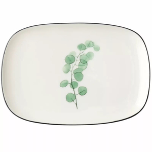 Hotsale décalque <span class=keywords><strong>de</strong></span> plantes western pas cher prix <span class=keywords><strong>grâce</strong></span> carré en vrac céramique chargeur plaque pour steak - Product Image 6