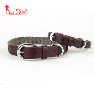 Collar para perro de piel marrón y Tweed - Product Image 4