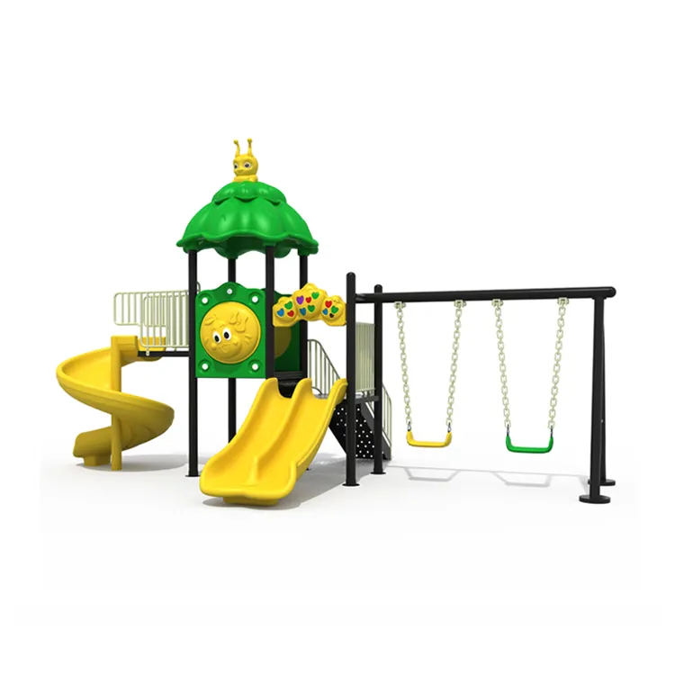 2019 Children Top Quality Newest Fun Plastic Kids Outdoor Playground Equipment with Swing and Slide