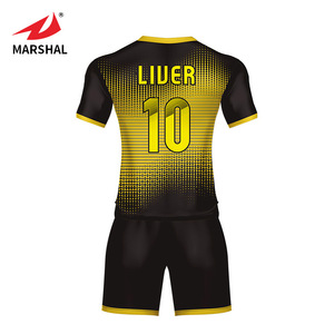 Beste Qualität Schwarz Gelb Große und große benutzer definierte Fußball-Kits gestreift No Brand Soccer Jersey - Product Image 2