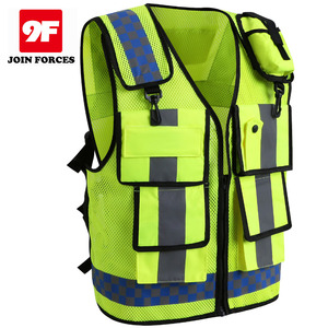 9F Huỳnh Quang Phản Quang An Toàn Vest 5 Có Thể Điều Chỉnh Thoáng Khí Polyester Túi Tùy Chỉnh Đa-Túi Áo Khoác Logo - Product Image 3