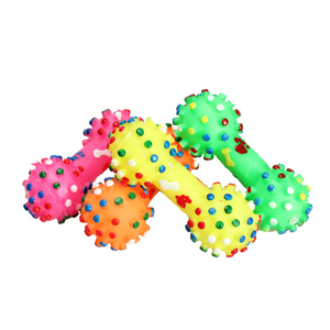 Renkli noktalı dambıl şekilli sıkmak gıcırtılı Faux kemik evcil köpek oyuncak - Product Image 4
