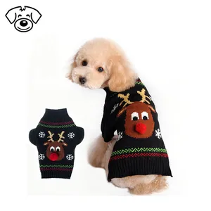 Pet holiday cartoon Christmas dog sweater winter knitwear warm clothes