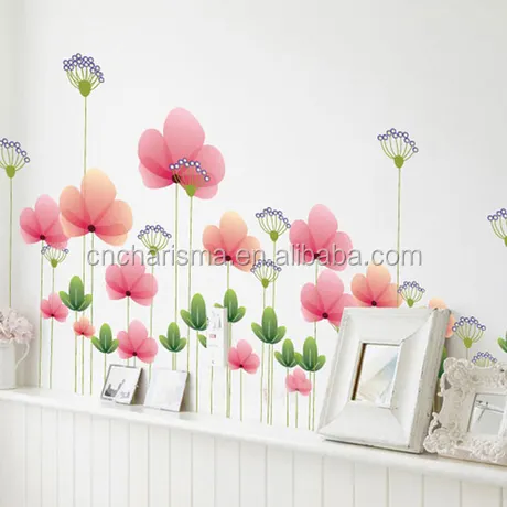 Wall Stickers Flowers China Supplier Removable Beautiful Flower Vinyl Wall Paper Sticker For Room Decoration