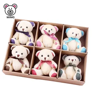 Çeşitli renkli 10cm peluş oyuncak küçük oyuncak ayıcık anahtarlık toptan özel çocuklar karikatür dolması hayvan yumuşak peluş küçük oyuncak ayıcık