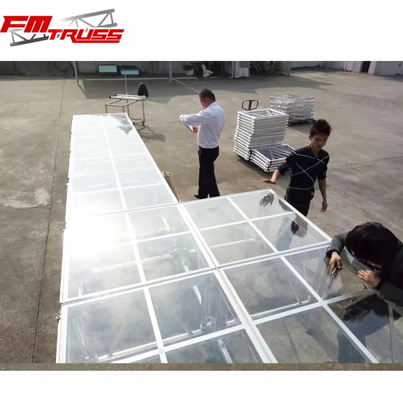 Mewah Mewah Kaca Tahap Platform Aluminium Transparan Plexiglass Kaca Yang Indah Tahap